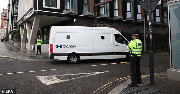 epa12144474 A prison van believed to be carrying Paul Doyle arrives at Liverpool Magistrates Court in Liverpool, Britain, 30 May 2025. The 53-year-old Paul Doyle has been charged with dangerous driving, causing grievous bodily harm with intent, wounding with intent to cause GBH and attempted GBH following an incident on Water Street during the Liverpool FC trophy parade on 26 May 2025.  EPA/ADAM VAUGHAN