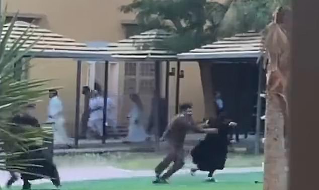 Women seen in the clip were said to be staging a peaceful sit-in protest over poor living conditions at their so-called 'care home' in Khamis Mushair, in Asir Province