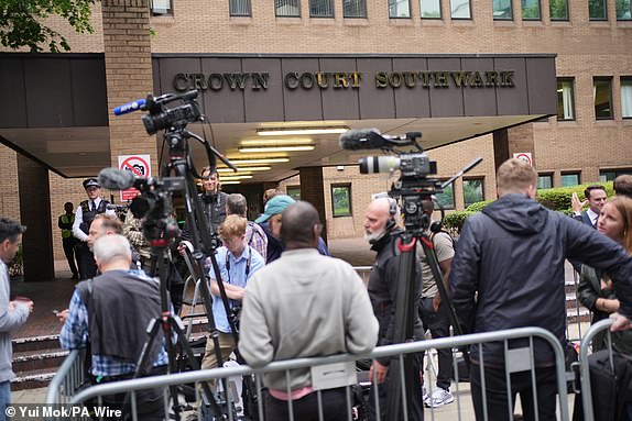 Members of the media gathered outside Southwark Crown Court, London, where Russell Brand is due to appear charged with one count each of rape, indecent assault and oral rape, as well as two counts of sexual assault, relating to four separate women. The alleged incidents took place between 1999 and 2005. Picture date: Friday May 30, 2025. PA Photo. See PA story COURTS Brand. Photo credit should read: Yui Mok/PA Wire