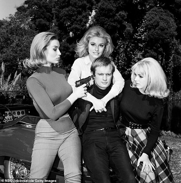 Pictured: Mr McCallum poses with Danica D'Hondt Sharon Tate and Kathy Kersh in The Man From U.N.C.L.E. In a television career spanning more than 50 years, the actor starred in The Invisible Man, and from 1979 to 1982 he played Steel in science fiction series Sapphire and Steel