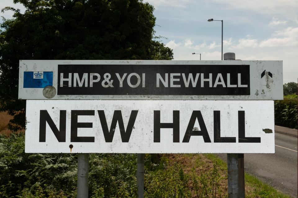 Sign for HM Prison New Hall.