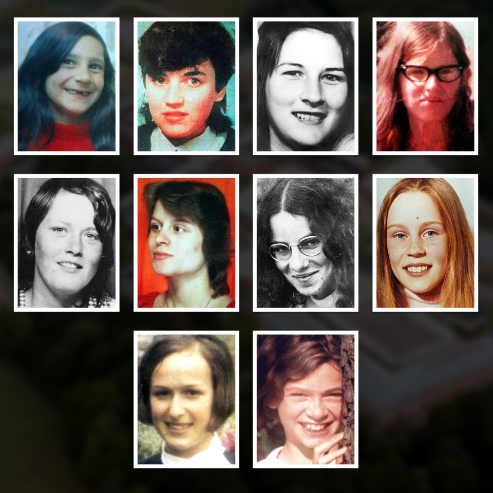 Collage of photos of the victims of the Yorkshire Ripper.
