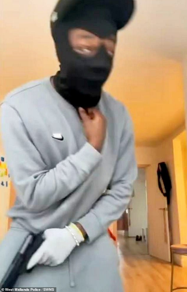 The teenager, then 17, span around and pointed the gun in the incriminating videos