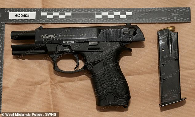 The Walther pistol loaded with five 9mm bullets found at Smith's house pictured after police took it