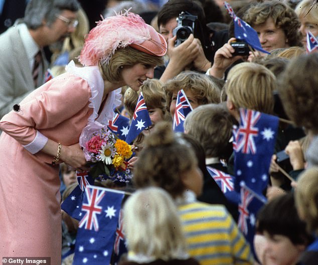 The Princess of Wales greets the crowds in Canberra, Australia on March 25, 1983