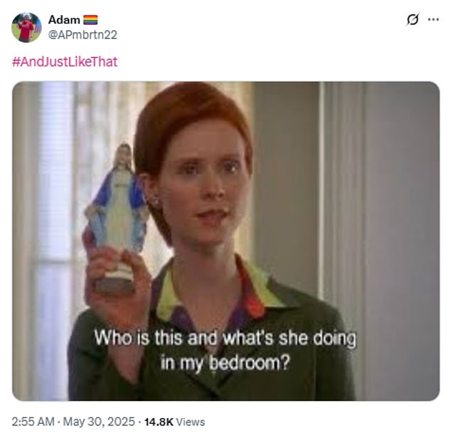 Fans noticed the episode harked back to season three, when Miranda discovered her new housekeeper Magda (Lynn Cohen) had replaced her sex toy with a statue of the Virgin Mary