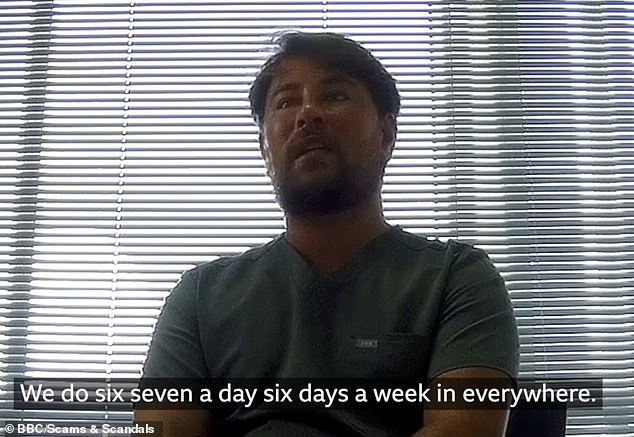 Cameras also capture Mr Sawyer illegally handing out antibiotics. All of the hard-hitting clips were secretly captured by an undercover reporter who had booked a consultation with the beautician through his Instagram page