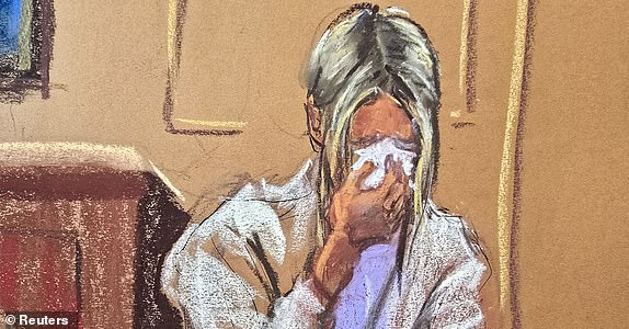 Witness "Mia" testifies in Sean "Diddy" Combs' sex trafficking trial in New York City, New York, U.S., May 29, 2025 in this courtroom sketch. REUTERS/Jane Rosenberg