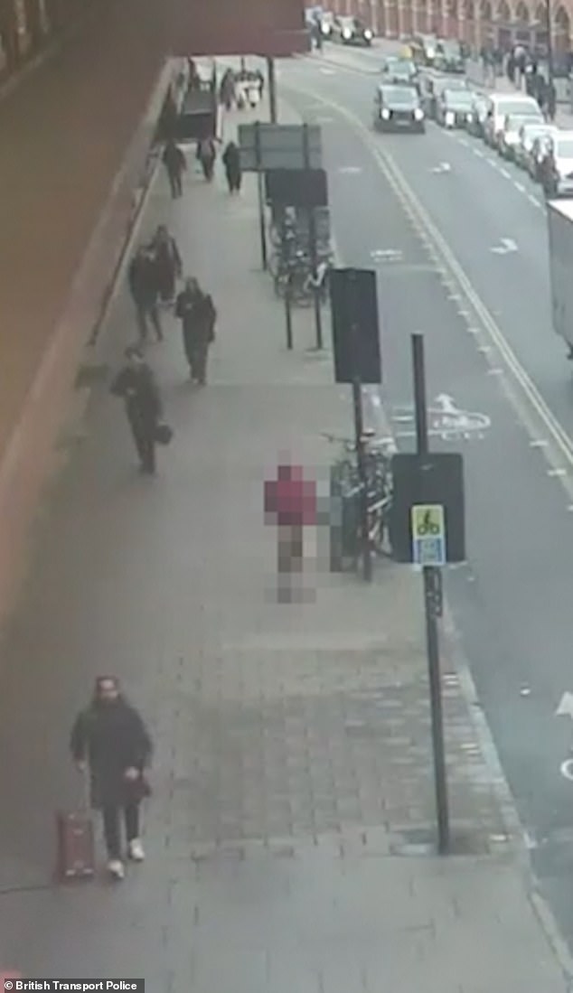 CCTV footage captured Mourad Aid (pictured strolling with Brittny's suitcase). He was later detained by plain clothes officers