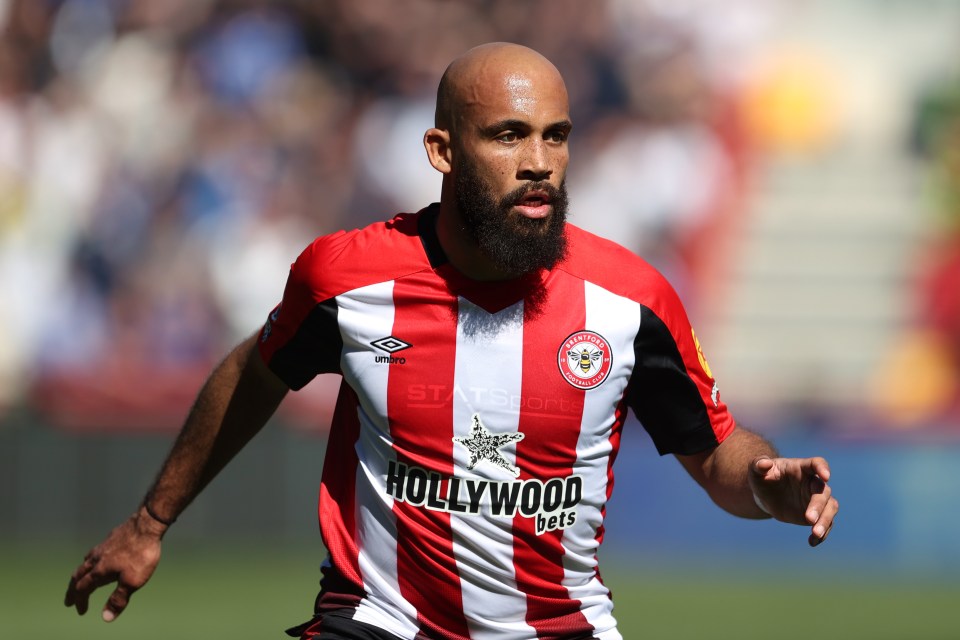 Bryan Mbeumo of Brentford during a Premier League match.
