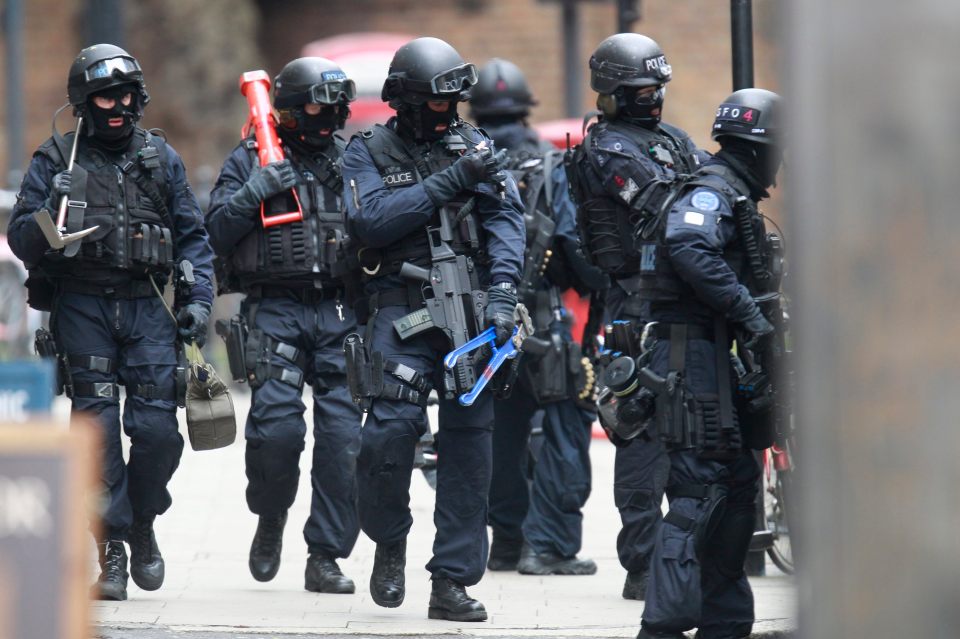 Armed police officers in London.