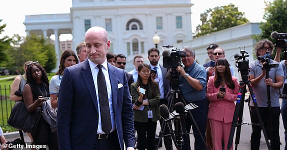 WASHINGTON, DC - MAY 30: White House Deputy Chief of Staff Stephen Miller speaks to the media outside the White House on May 30, 2025 in Washington, DC. Miller spoke out against the recent court ruling that blocked the Trump administration's attempt to prevent Harvard University from enrolling foreign students.  (Photo by Kevin Dietsch/Getty Images)