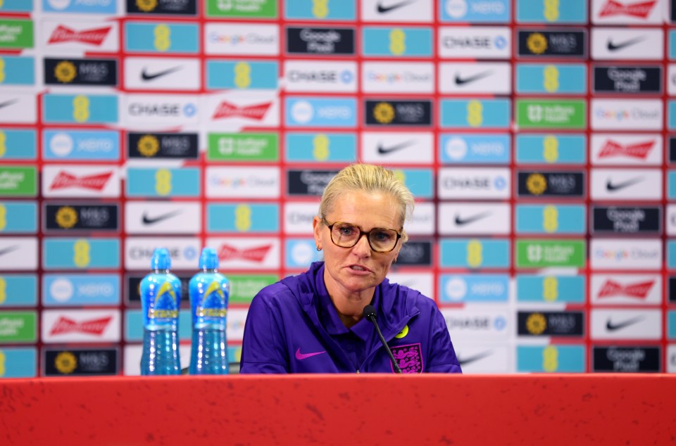 Sarina Wiegman, England's head coach, at a press conference.