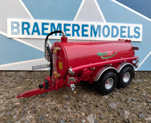 The Princess Royal has received some corkers including a model of a 'slurry tanker' (pictured) and five mouth-guards, along with edible goods - and 51 acorns