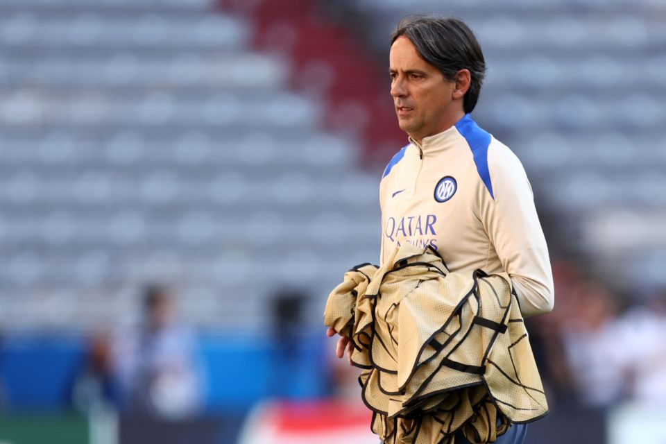 Simone Inzaghi, head coach of FC Internazionale, at a training session.