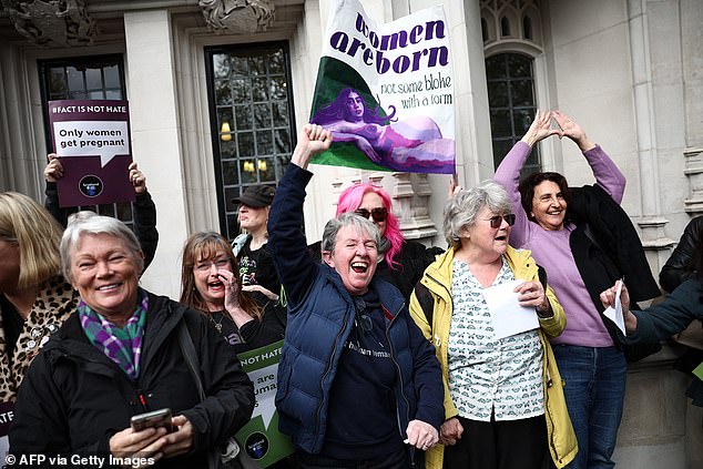 Pictured: Campaign group For Women Scotland celebrating the judgement