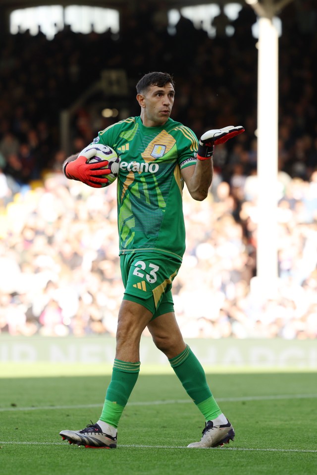 Emiliano Martinez of Aston Villa celebrating a win.