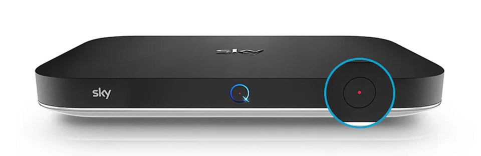 Sky Q box with a red indicator light.
