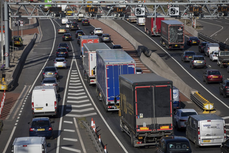 Traffic congestion at the Dartford Crossing tunnel.