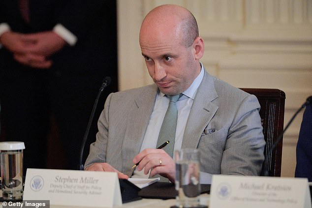 Miller using his left hand to write at an event for Make America Healthy Again on May 22