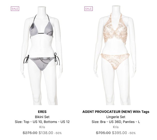 Some of these items are bikinis and lingerie