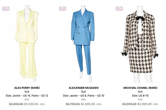 The 69-year-old reality TV star has listed a number of bigger pieces - some are size large and a few XL - on her Kardashian Kloset website