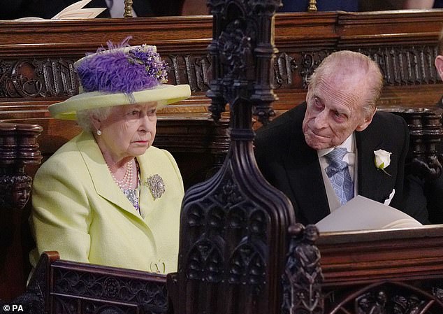 The Queen - pictured with Prince Philip on the Sussexes' wedding day - was known for her quick wit and dry sense of humour