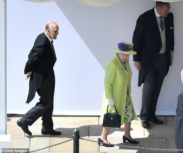 Prince Philip and Queen Elizabeth arrive for the wedding