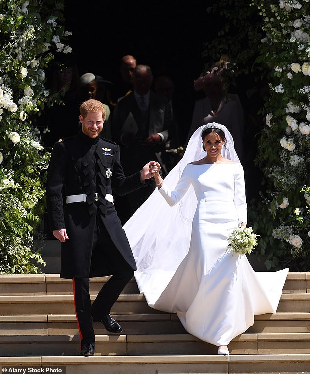 Harry and Meghan leaving St George's Chapel in Windsor Castle after their wedding