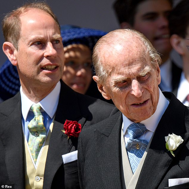 Prince Edward and Prince Philip before the wedding ceremony in Windsor