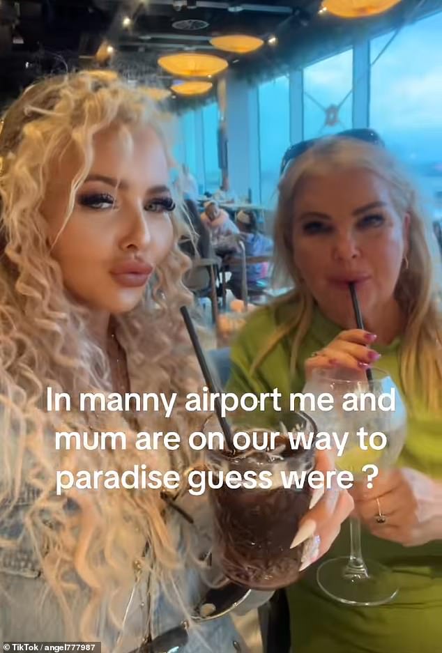 The pair were seen drinking in a bar at Manchester airport before boarding their flight