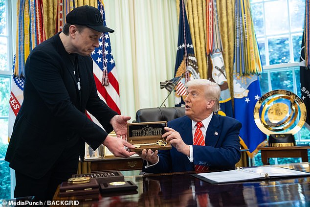 Trump quickly downplayed the gesture, according to James, by presenting the gift from a seated position and then informing the press that he'd given out other similar keys before.