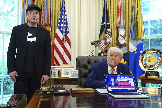 Musk later explained he was bruised by his five-year-old son X as Trump thanked the billionaire for his time at the White House