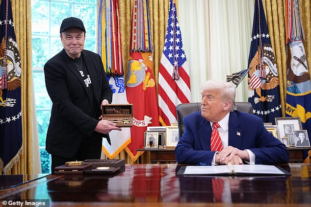 Trump thanked Musk for his work at the Department of Government Efficiency as his five-month stint in office came to an end, and handed him a large key as a gift