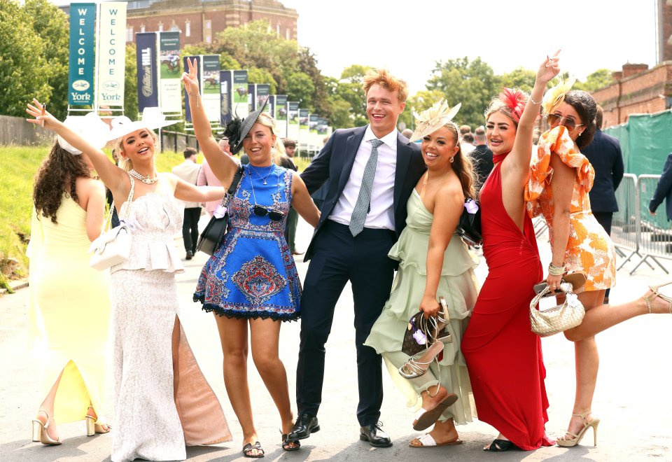 Group of racegoers at York races.