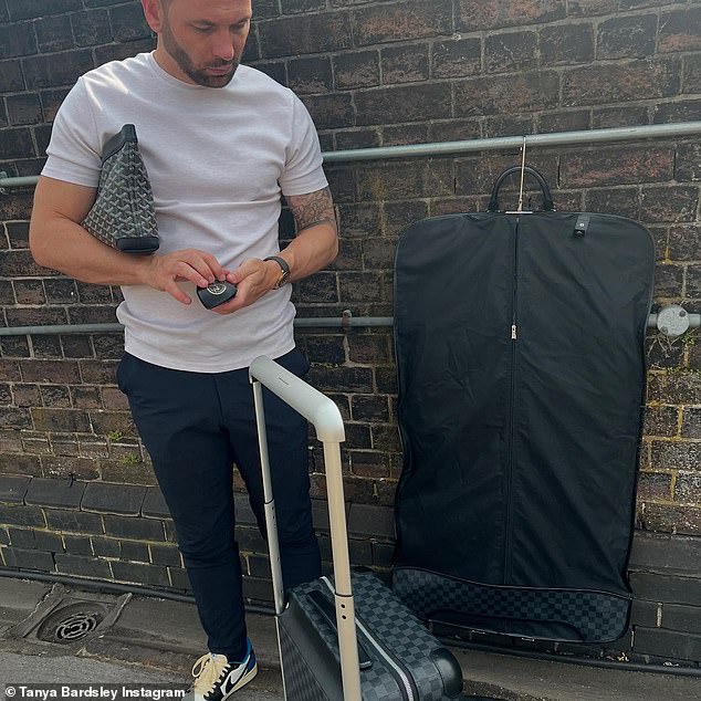She also shared a photograph of her footballer husband Phil Bardsley standing with his luggage as they excitedly headed to the epic wedding