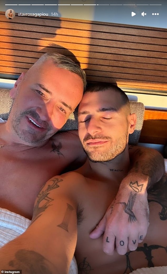 Tony and Stavros were showered with gifts just hours before their nuptials on Saturday