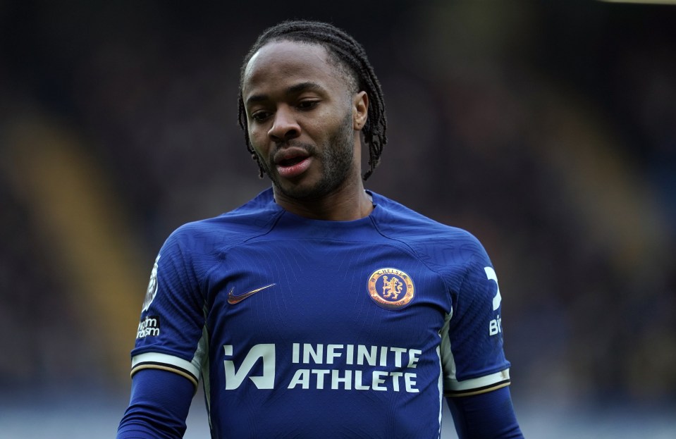 Raheem Sterling in Chelsea uniform.