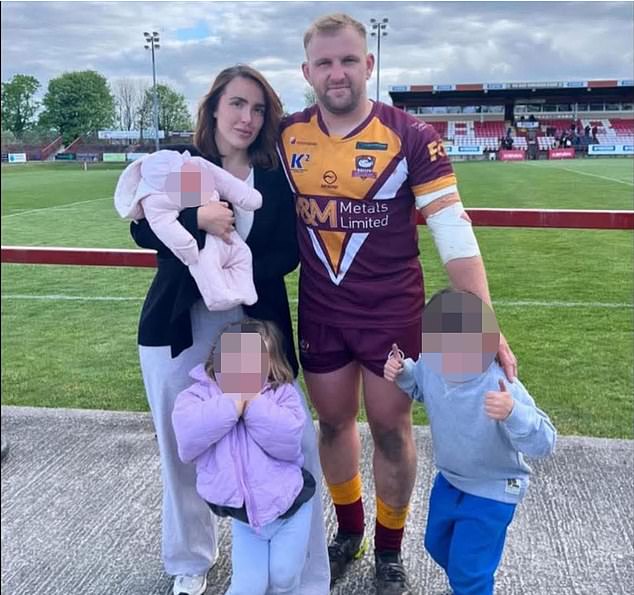 The father-of-three, pictured with his family, formerly played for Halifax Panthers