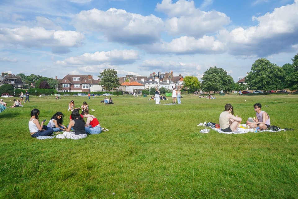 People relaxing on Wimbledon Common.