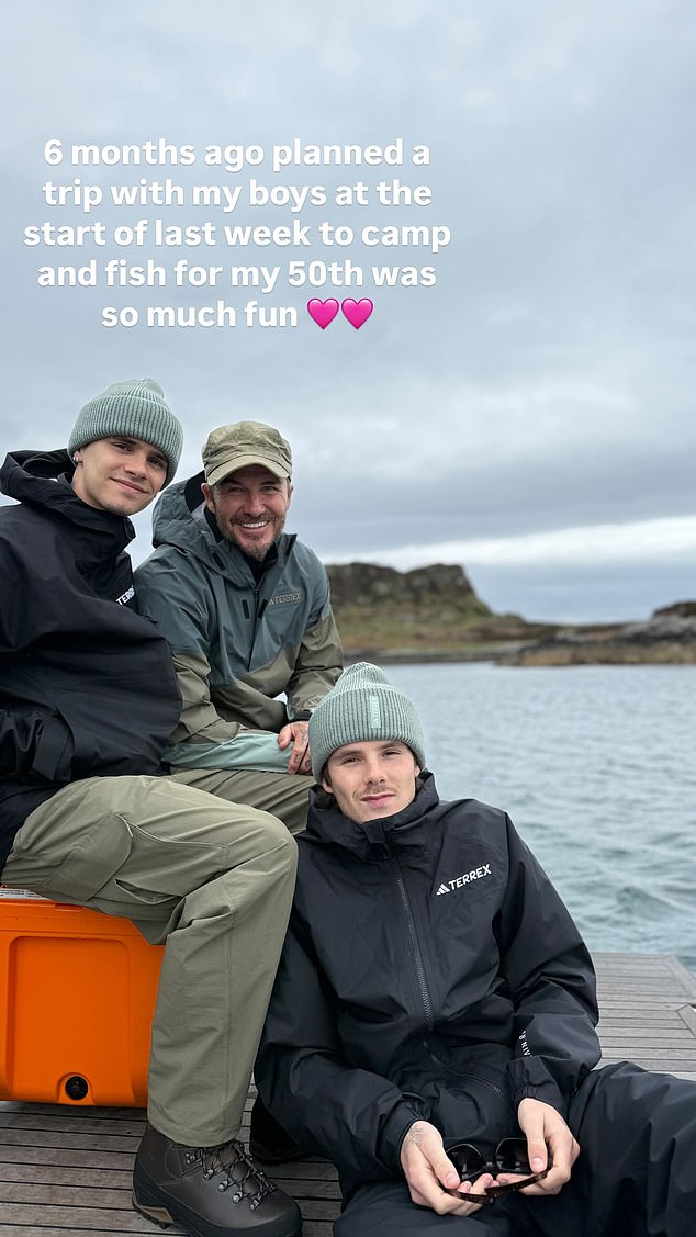 David Beckham on a boys trip for his birthday with his sons Romeo and Cruz