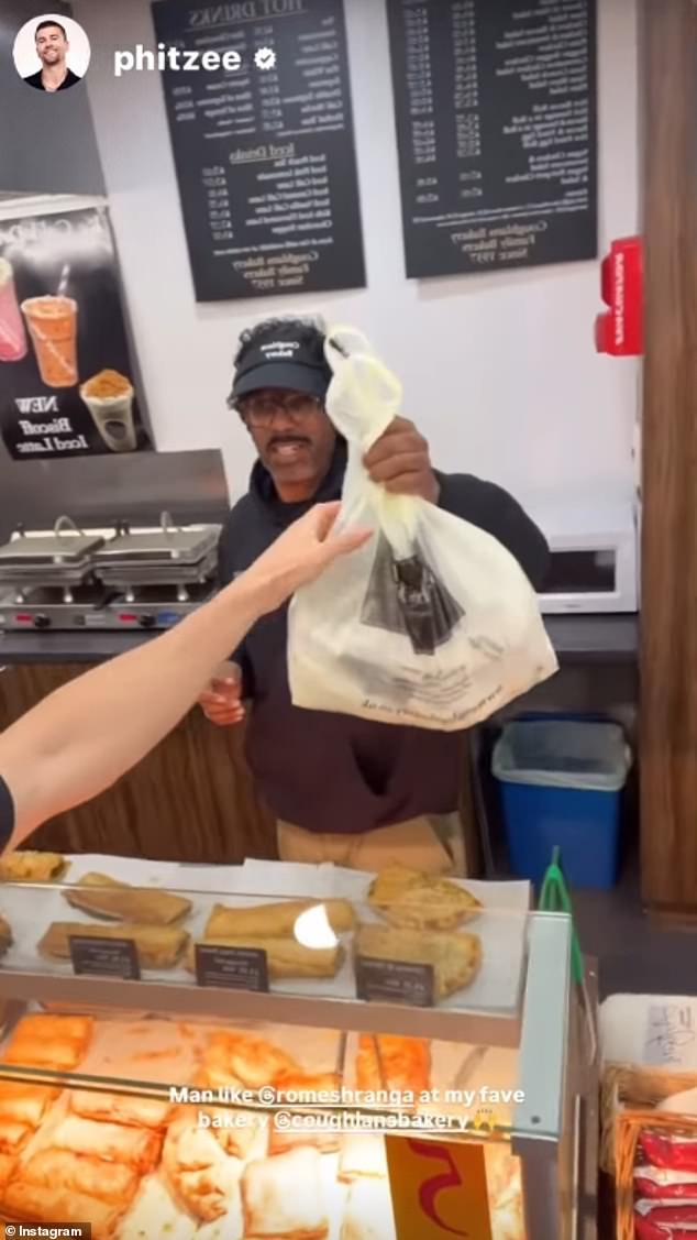 He was fully kitted out in the bakery's branded cap and hoodie, with videos and photographs from his shift showing him collecting orders and processing payments