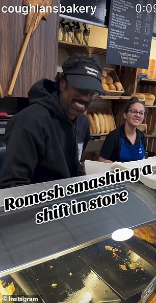 He served customers coffees and pastries from behind the counter