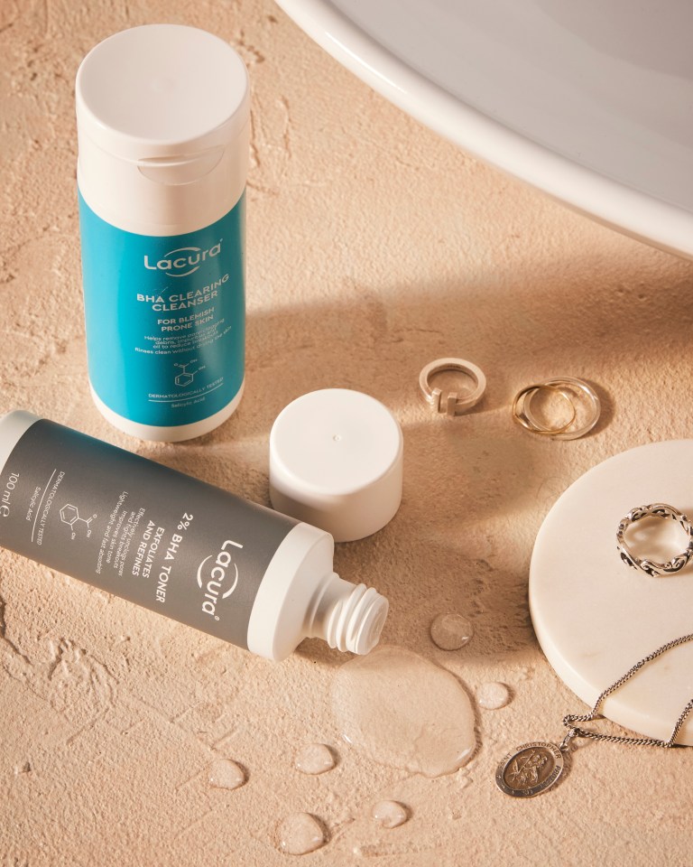 Aldi Lacura BHA clearing cleanser and exfoliating toner.