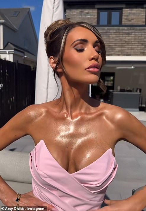 Amy Childs has sparked concern among fans on Instagram on Sunday as she showed off her recent weight loss in a glamorous pink minidress