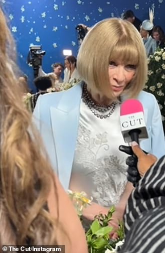 The fashion icon and Met Chairperson, 75, shockingly ditched her signature shades as she stopped for a chat with The Cut - which led to a rambling explanation when asked about allyship