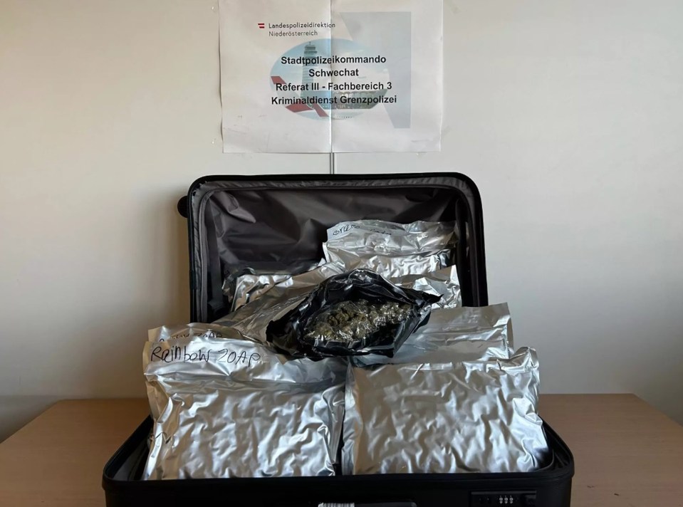Suitcase containing 11.3 kilograms of cannabis seized at an airport.