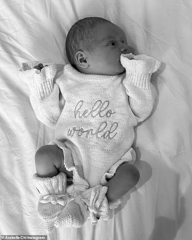 Arabella Chi has welcomed her first child with businessman boyfriend Billy Henty