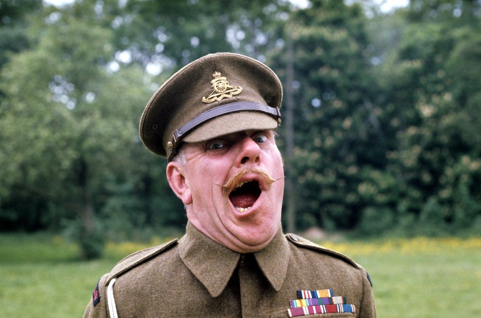 Windsor Davies as Sergeant Major Williams in "It Ain't Half Hot Mum."
