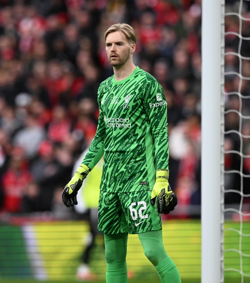 Caoimhin Kelleher, Liverpool goalkeeper, at Wembley Stadium.
